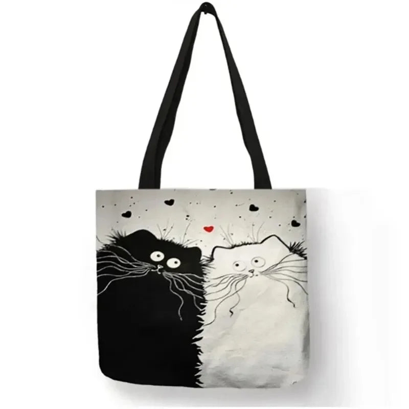 Animal Print Eco Tote – Sustainable Cat Canvas Bag for Women