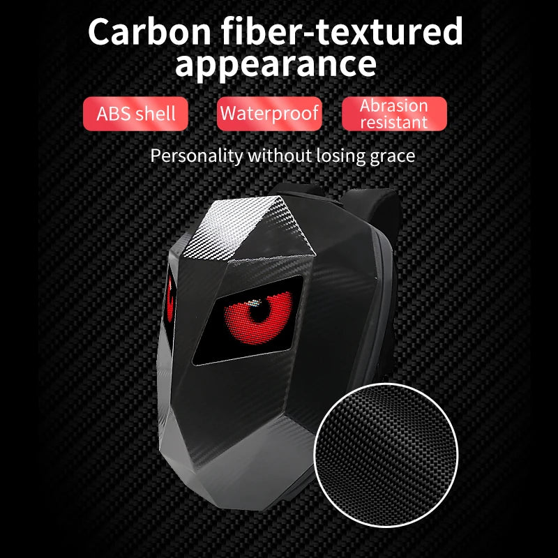 Bluetooth LED Motorcycle Backpack – Hard Shell Helmet Bag with Luminous Eyes