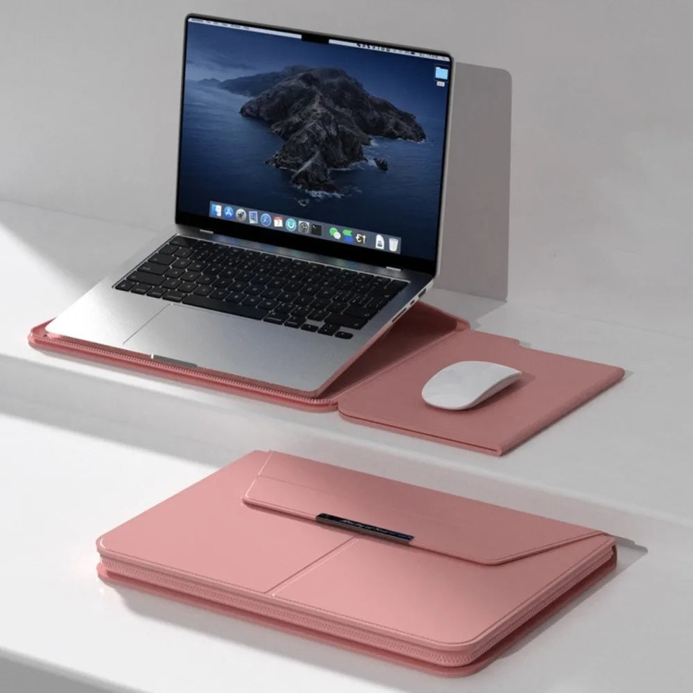 13–16 Inch Leather Laptop Bag – Automatic Closing Multifunction Carrying Pouch