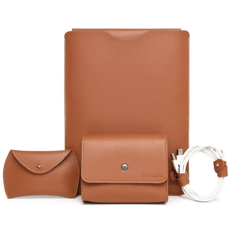 Vegan Leather Laptop Sleeve Case Set for MacBook Air/Pro M1 M2 13–16 Inch & iPad 11–12.9 Inch