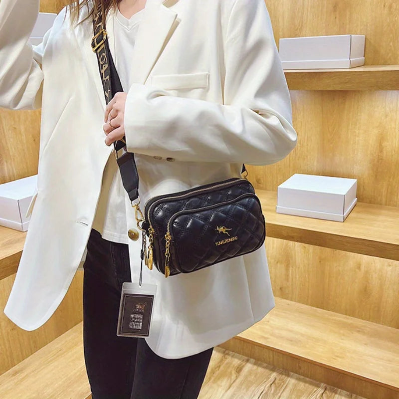 Versatile Argyle Design Bag –Casual PU Leather Crossbody