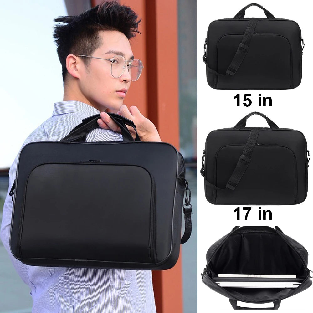 15.6–17 Inch Laptop Bag – Business Nylon Shoulder Briefcase with Zipper & Anti-Theft Design