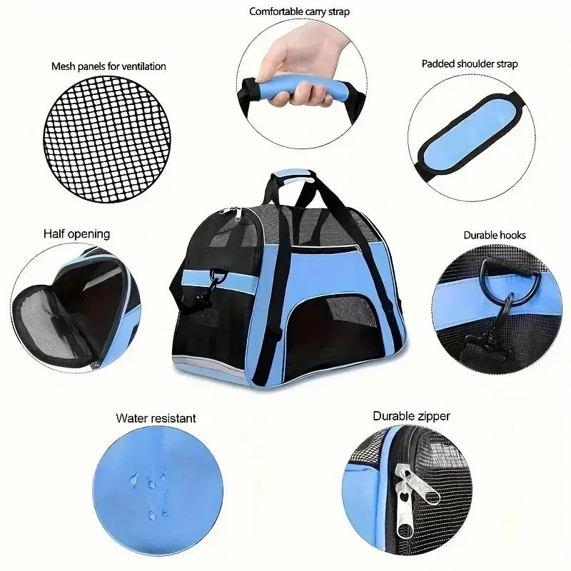 Lightweight pet carrier bag-Breathable Mesh Travel Tent Handbag for Pets