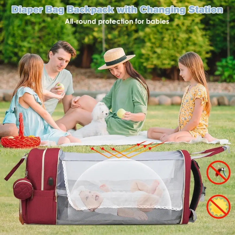 Ergonomic Foldable Diaper Bag – Large Storage Backpack for Baby Essentials