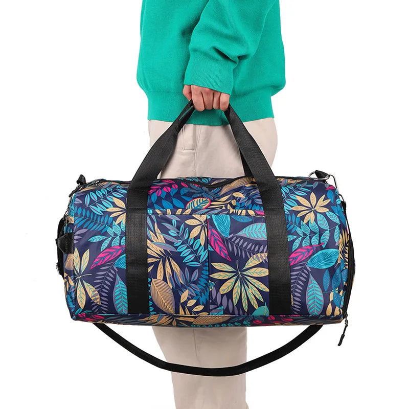 Painted Floral Crossbody Travel Bag