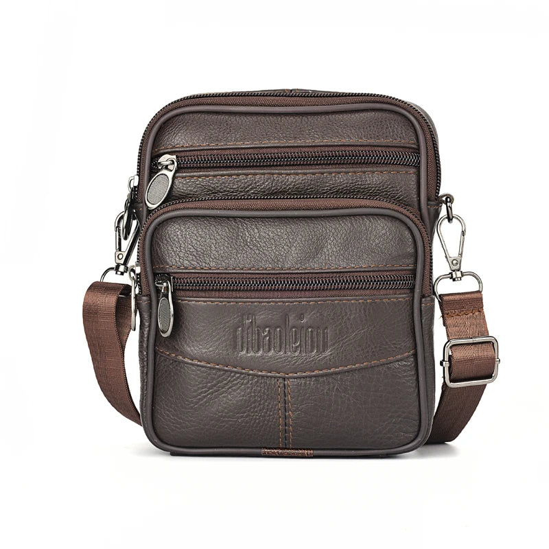 Leather Crossbody Bag – Multi-Pocket Retro Travel Bag