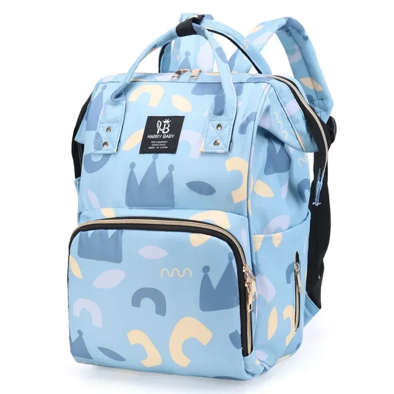 Fashion Print Nappy Backpack – Large Capacity Multi-Function Diaper Bag