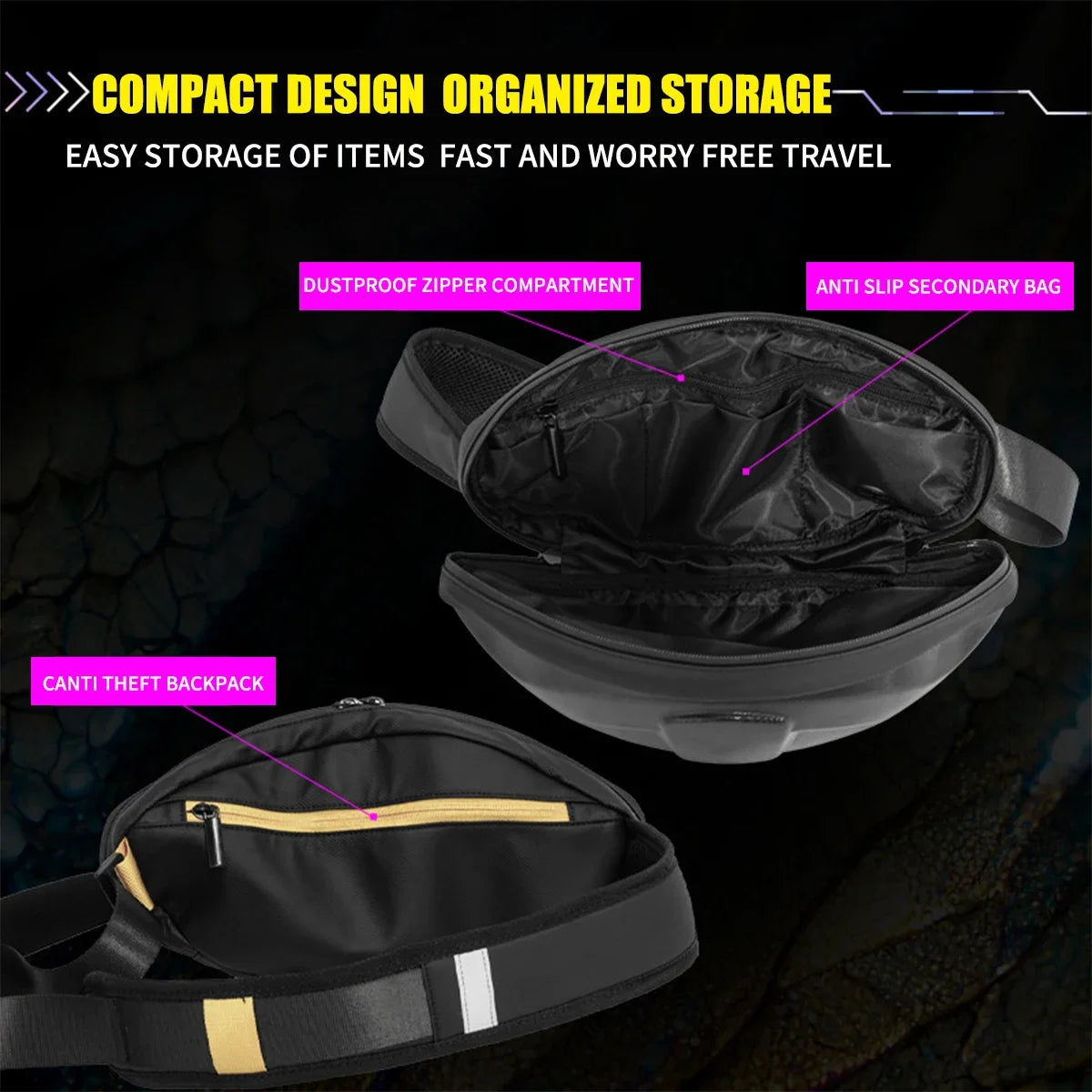 Cool LED Side Bag – Dynamic Display Shoulder Bag Motorcycle Riding