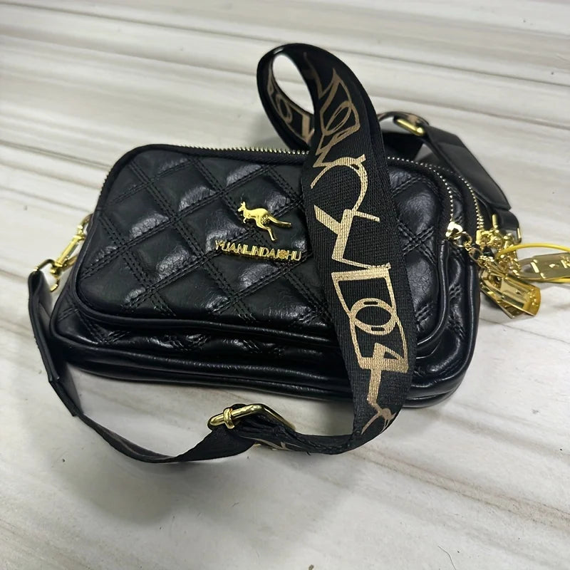 Versatile Argyle Design Bag –Casual PU Leather Crossbody