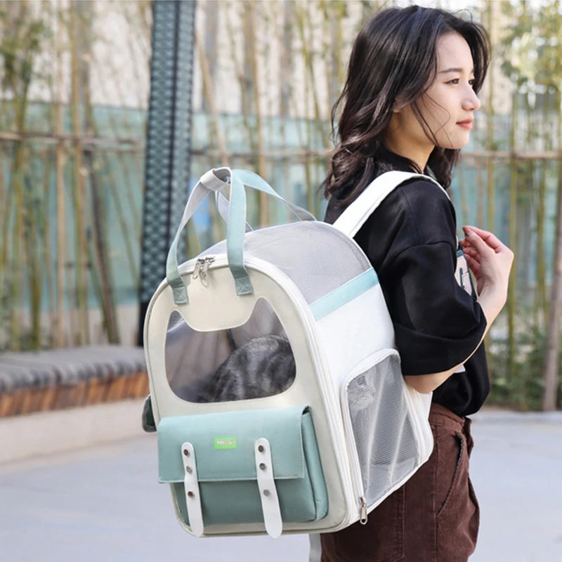 Bubble Cat Backpack Carrier – Transparent Foldable Pet Bag for Cats