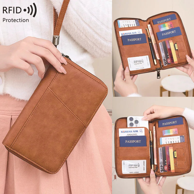 PU Leather Passport Wallet – RFID Blocking Storage Bag