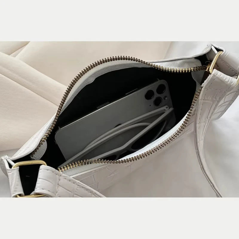 PU Leather Alligator Pattern Handbag – Small Underarm Messenger Bag