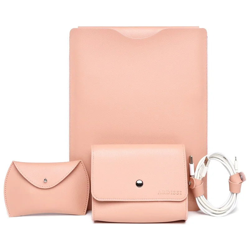 Vegan Leather Laptop Sleeve Case Set for MacBook Air/Pro M1 M2 13–16 Inch & iPad 11–12.9 Inch