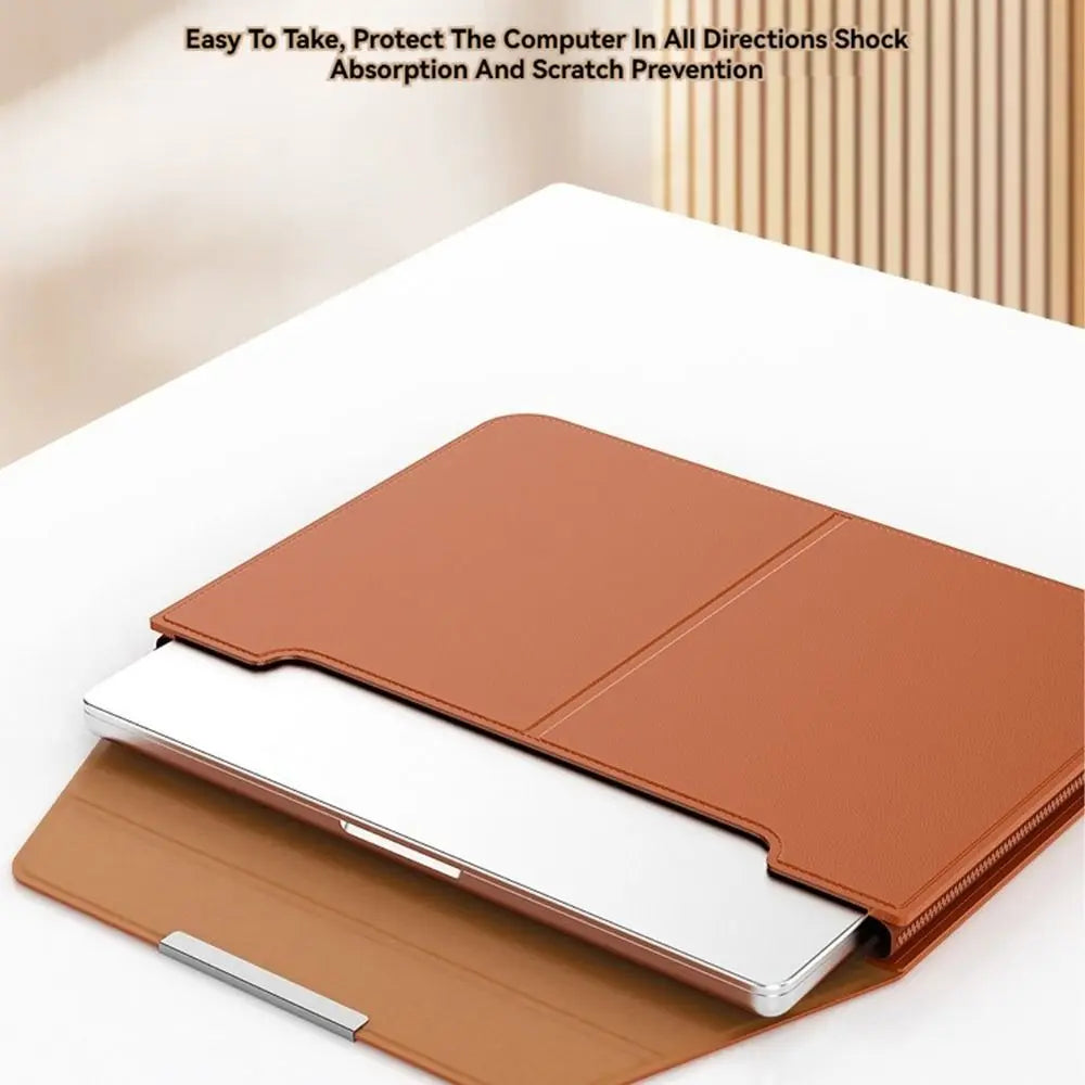 13–16 Inch Leather Laptop Bag – Automatic Closing Multifunction Carrying Pouch