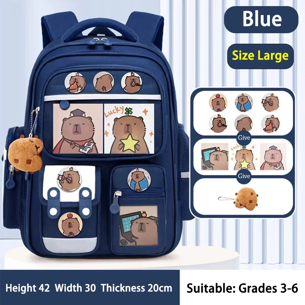 Capybara Cartoon Backpack – Large Capacity Waterproof Bag