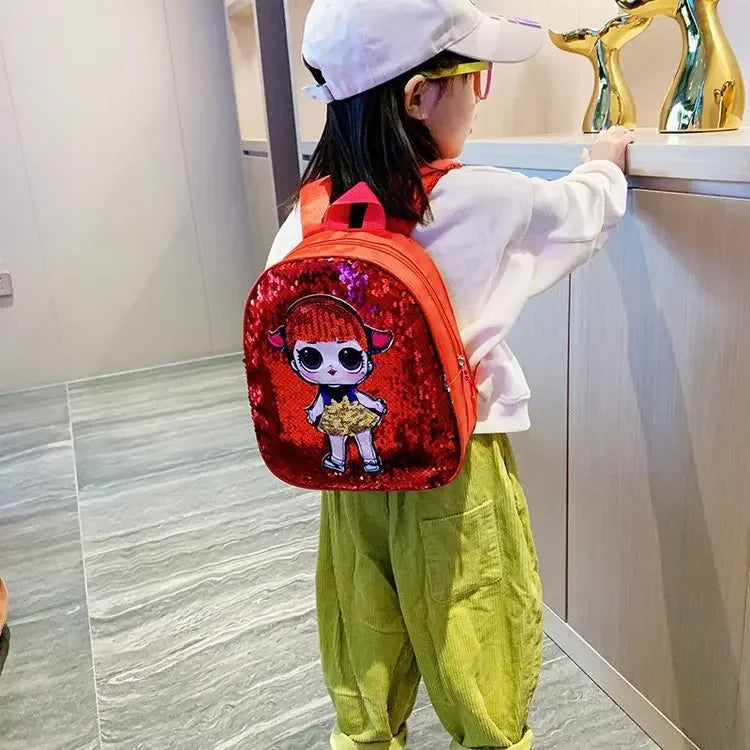 Cute Sequin Backpack for Girls 3–6 Years – Fashion Cartoon Kindergarten School Bag