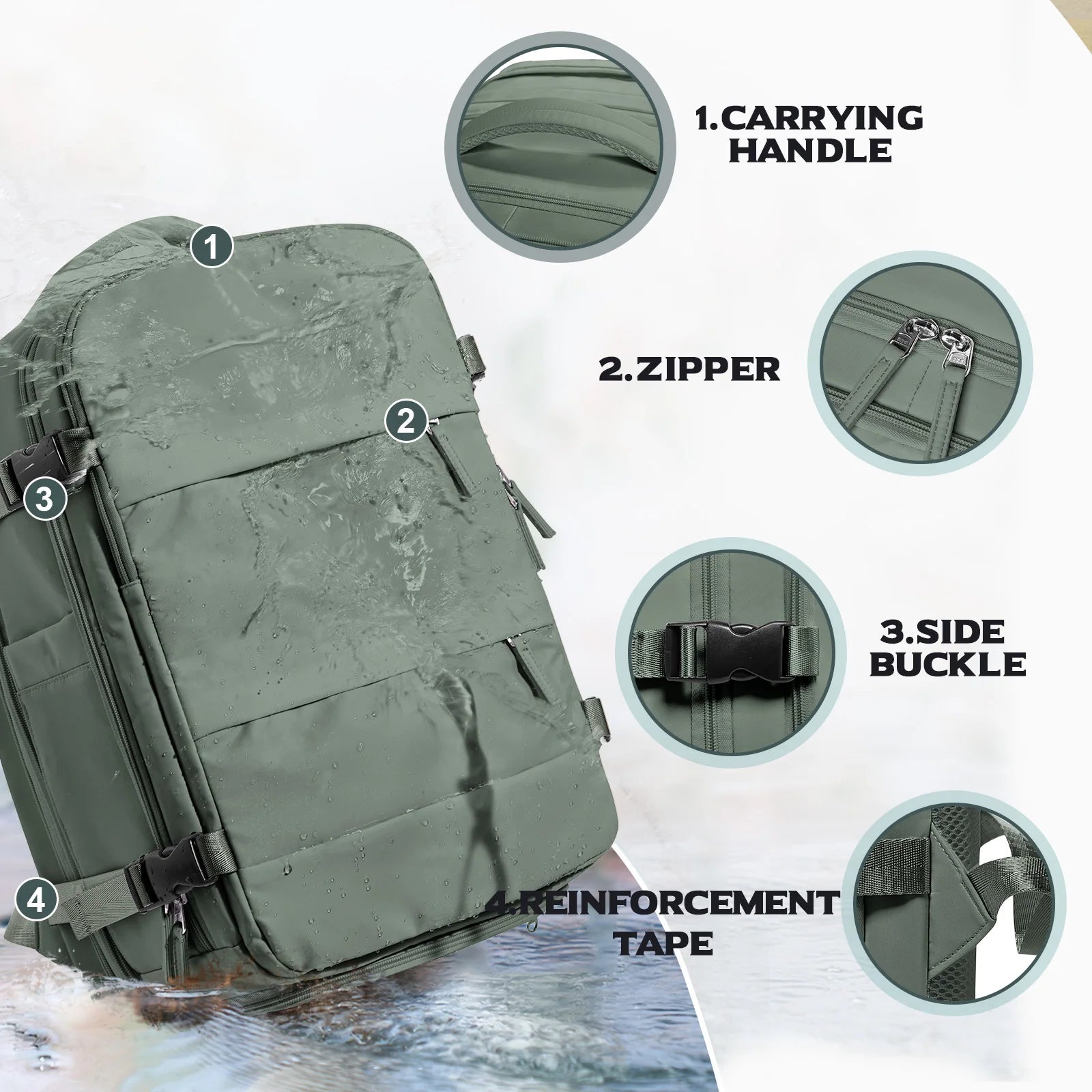 Expandable 46L Cabin Hiking Backpack – Airline Approved Travel Rucksack