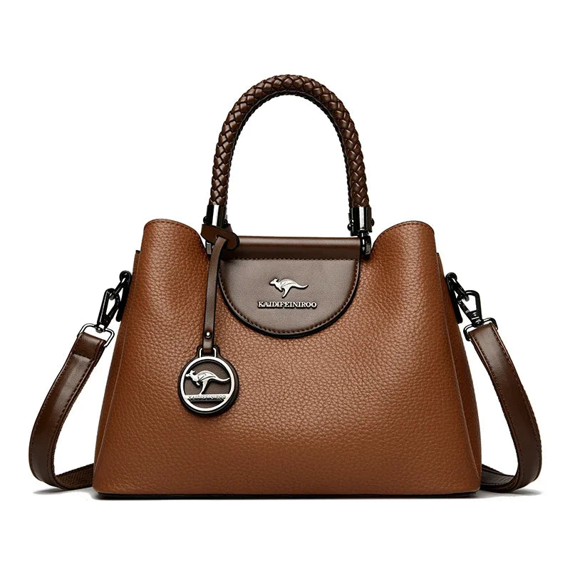Designer-Style Handbag – Multi-Compartment PU Leather