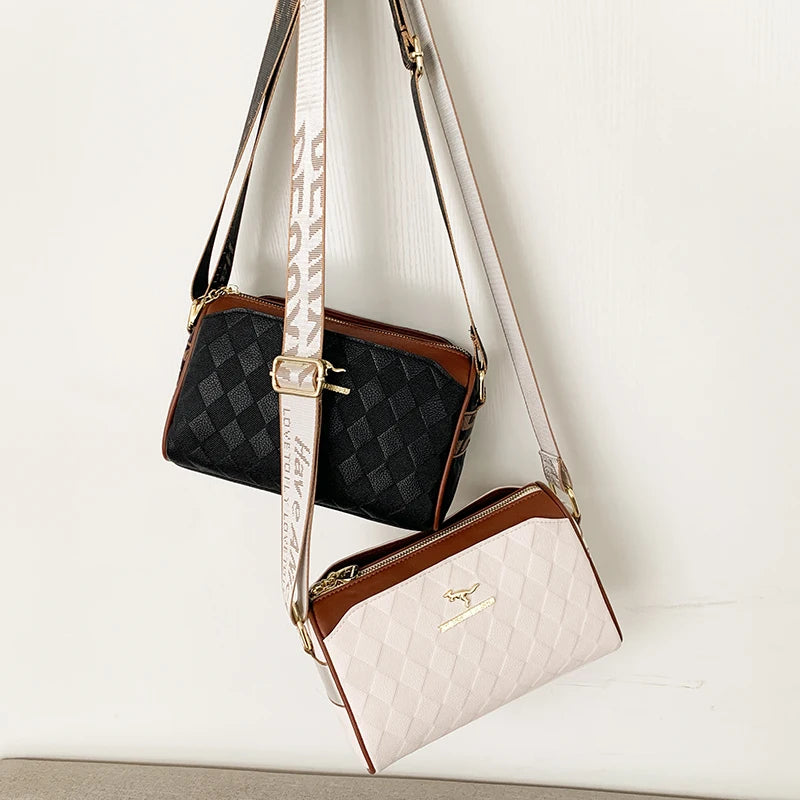 Elegant Checkered Crossbody Shoulder Bag