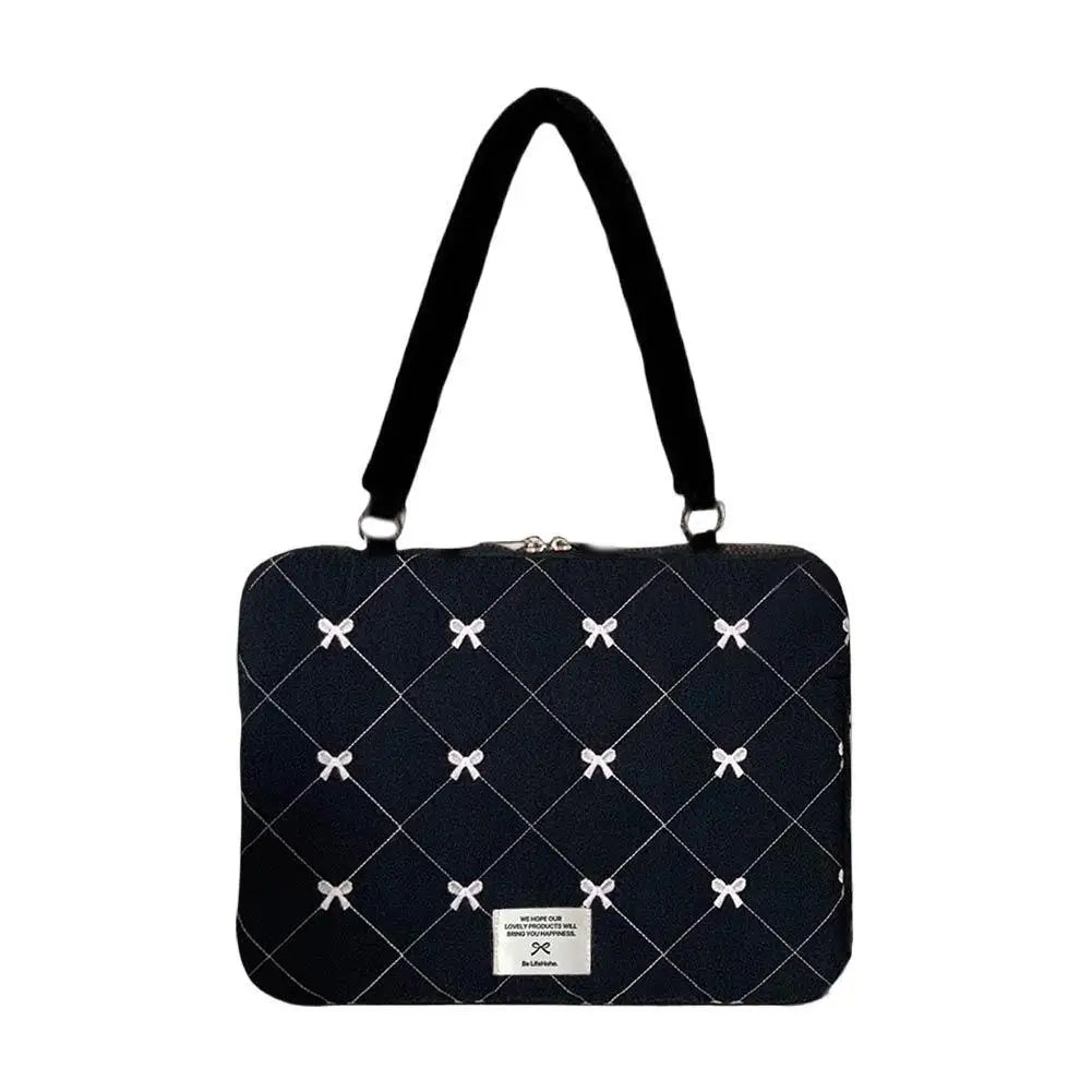Cute Bow Embroidered Laptop Sleeve Bag – 13 to 16 Inch Fashion Shoulder Handbag