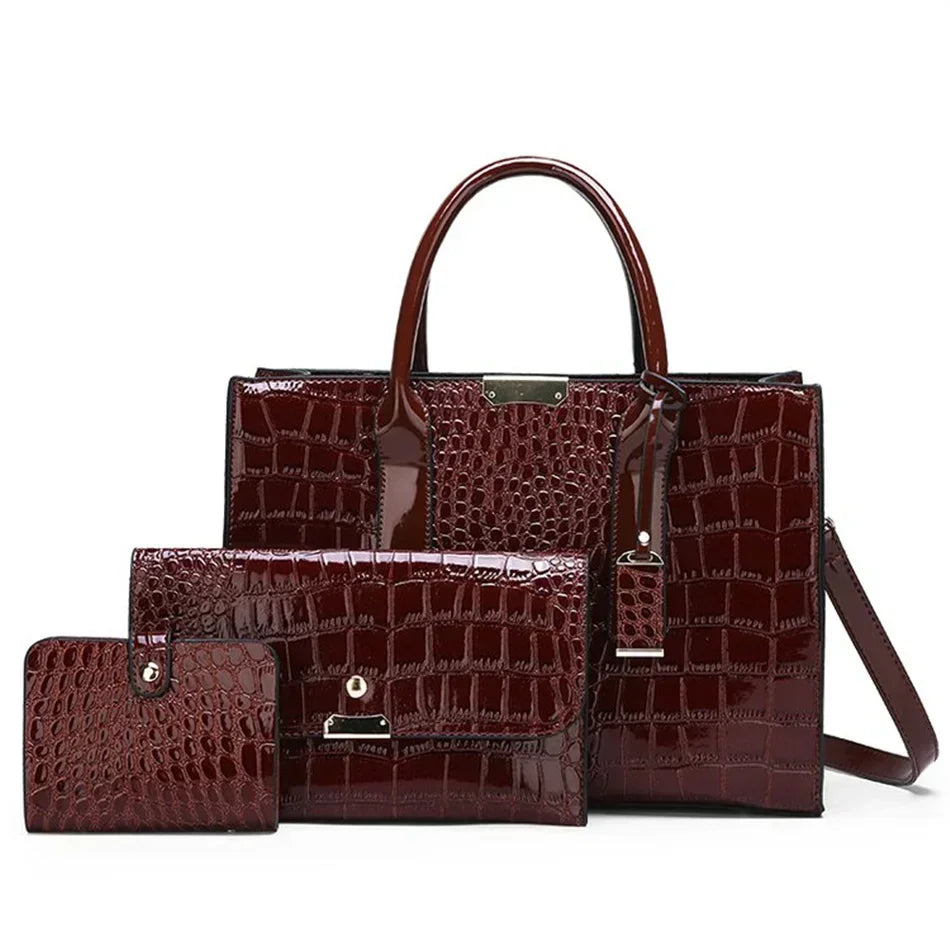 Large Capacity Crocodile Pattern – Luxury PU Leather Handbag
