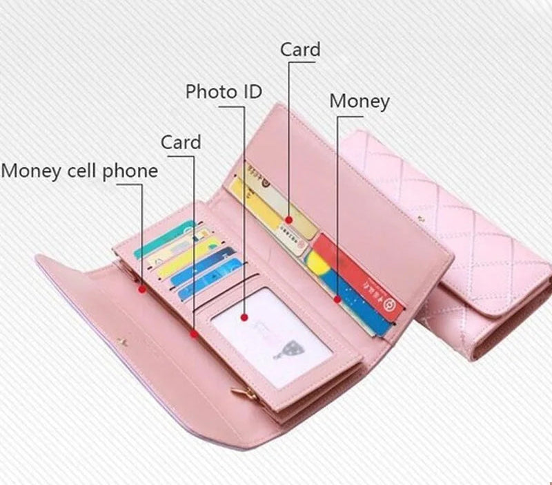 Plaid PU Leather Long Wallet