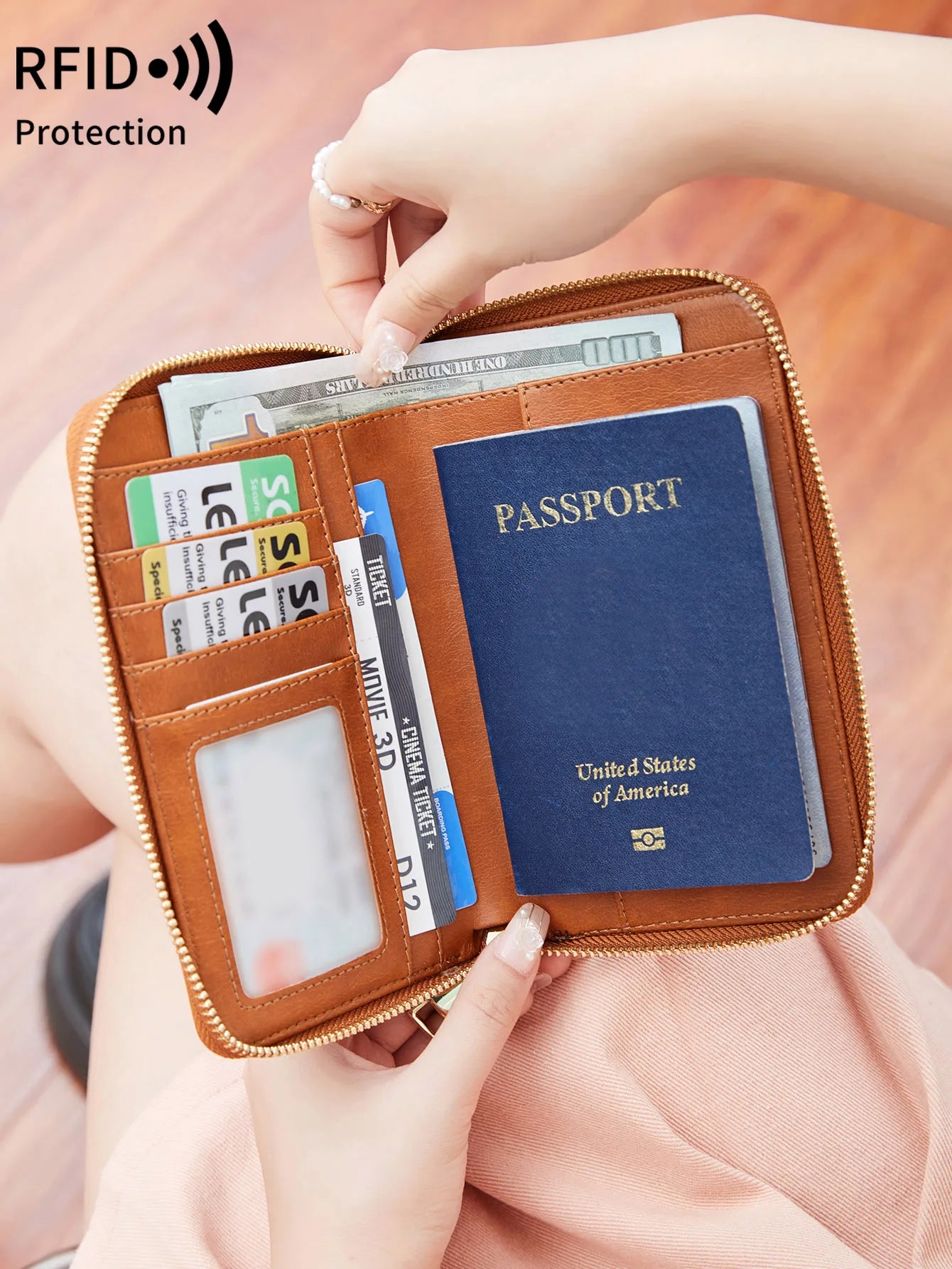 PU Leather Passport Holder – Large Capacity Travel Wallet