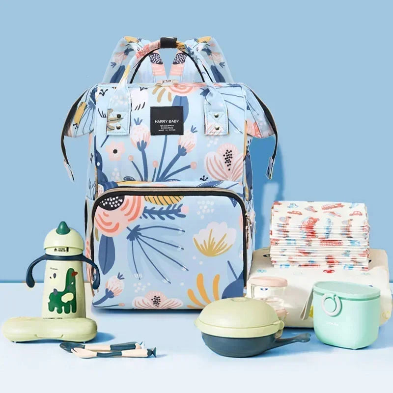 Fashion Print Nappy Backpack – Large Capacity Multi-Function Diaper Bag