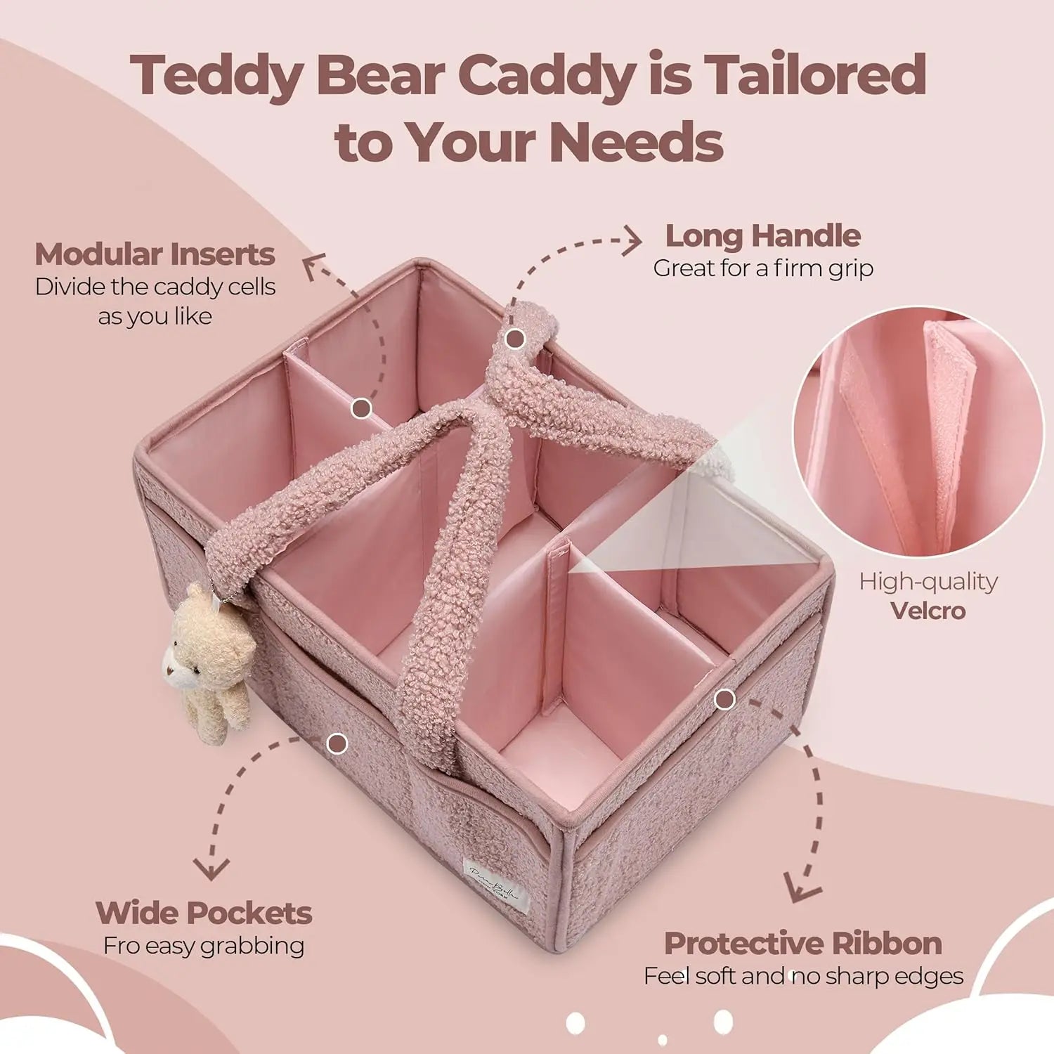 Baby Diaper Caddy Organizer – Plush Teddy Bear Diaper Storage Bag