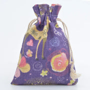 Multi-Colored Cotton Linen Drawstring Bag