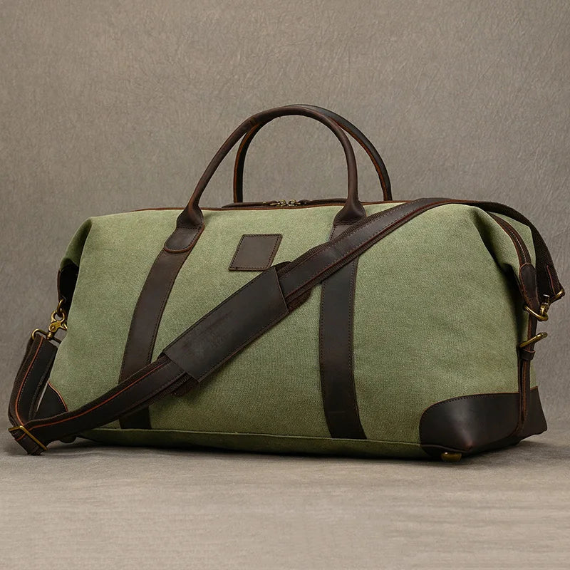 Rugged Canvas Travel Duffel Bag – Stylish Large Duffel with Leather