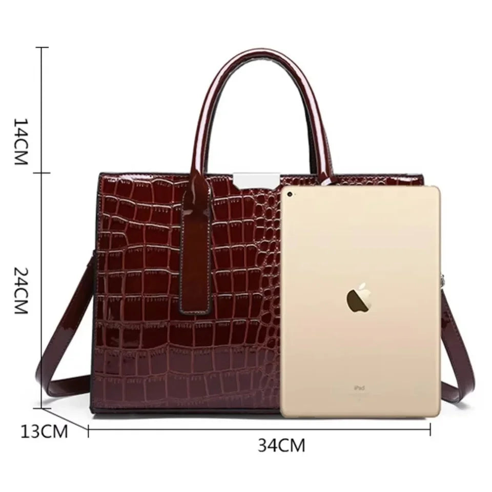 Large Capacity Crocodile Pattern – Luxury PU Leather Handbag