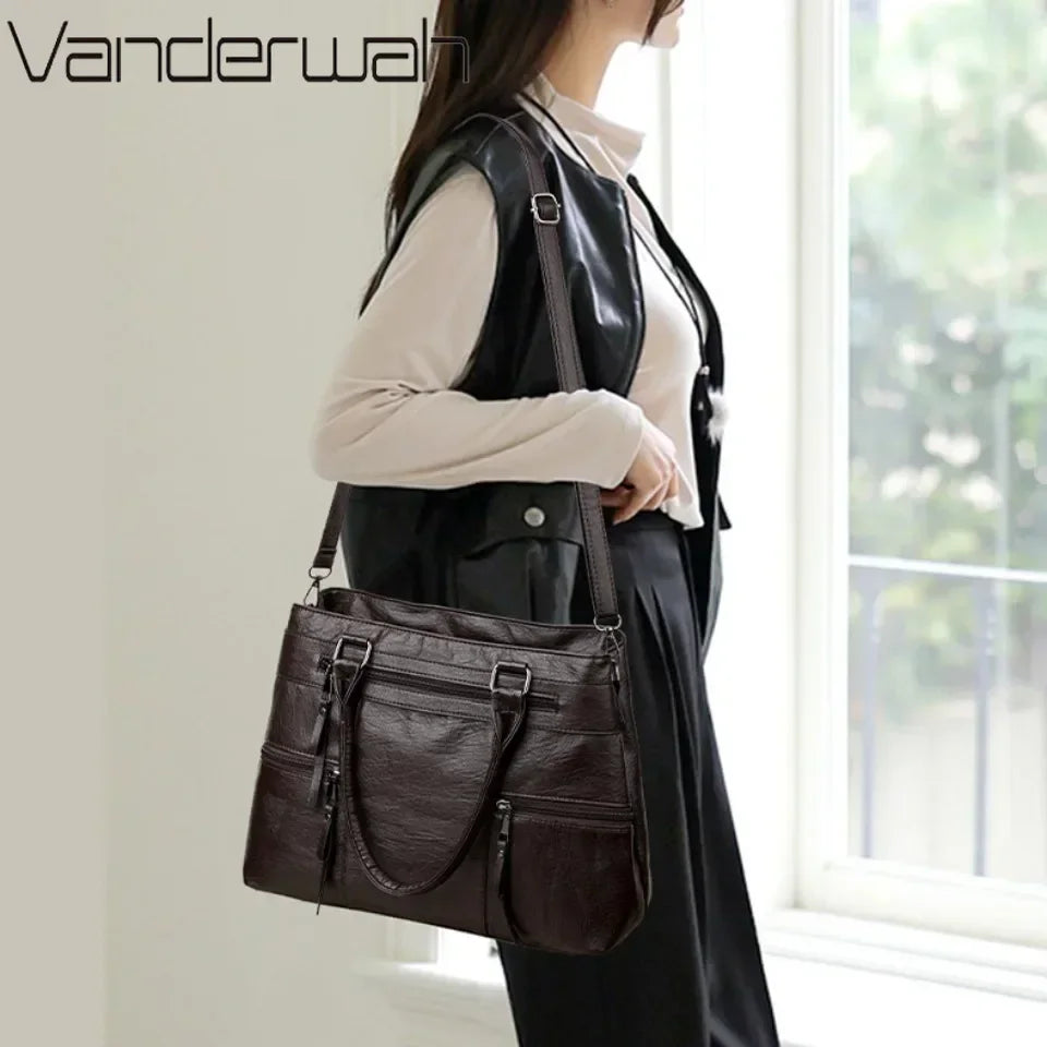 Stylish Leather Top-Handle Bag-Daily Use Handbag