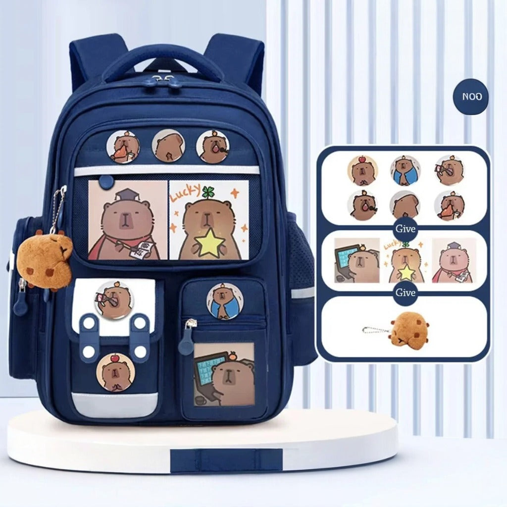 Capybara Cartoon Backpack – Large Capacity Waterproof Bag