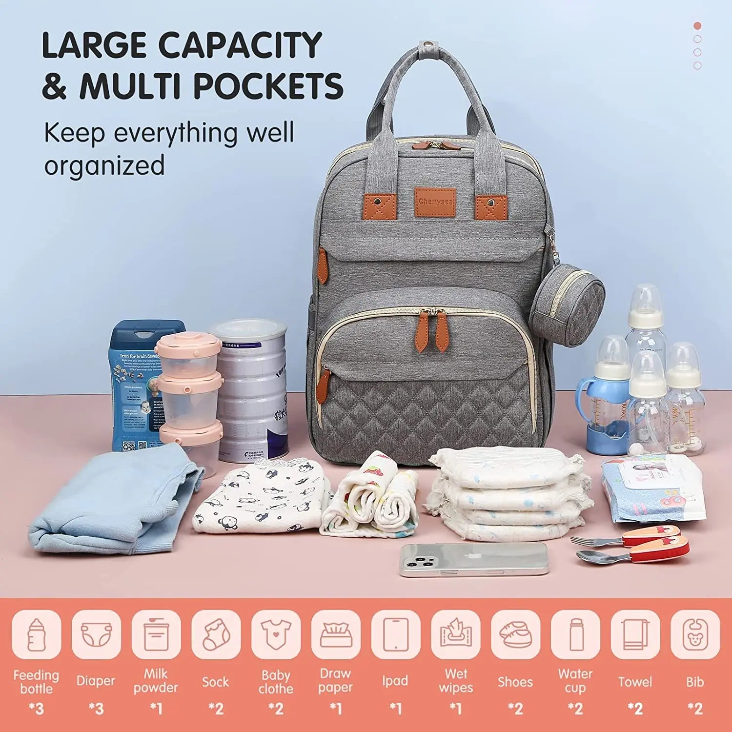 3-in-1 Diaper Bag Backpack with Foldable Baby Bed & USB Charging