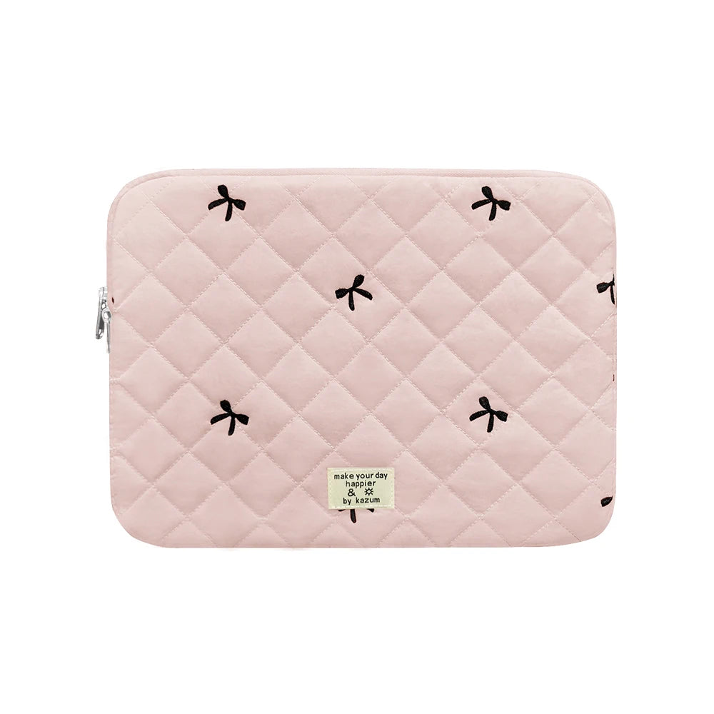 Cute Bow Graphic Laptop Bag – Soft Tablet Sleeve Case for 11–15.6 Inch