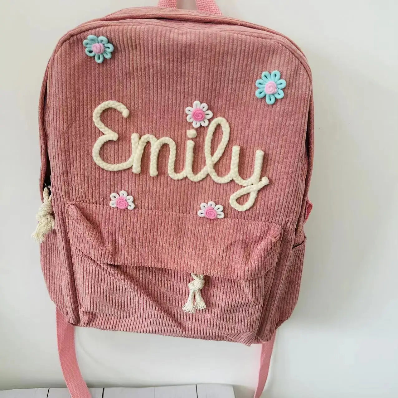 Embroidered Kids Backpack – Soft Corduroy Personalized Toddler Bag for Boys & Girls