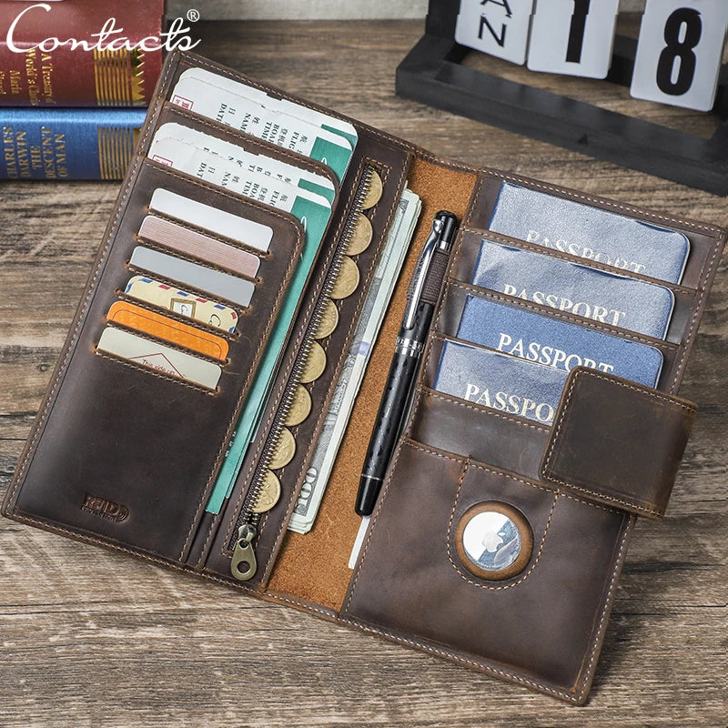 Leather Passport Cover – RFID Travel Bag for Family Use