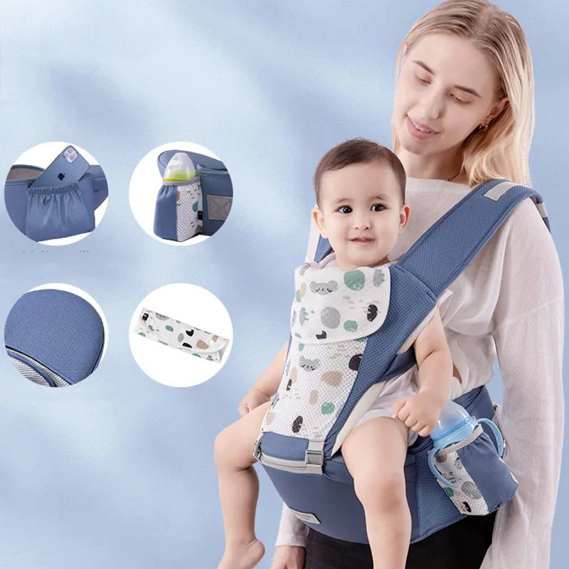 Infant Baby Backpack Carrier- Front & Back Carry Hip Seat