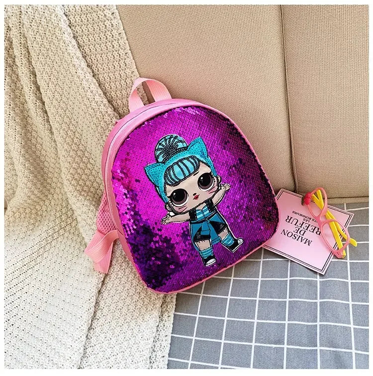 Cute Sequin Backpack for Girls 3–6 Years – Fashion Cartoon Kindergarten School Bag