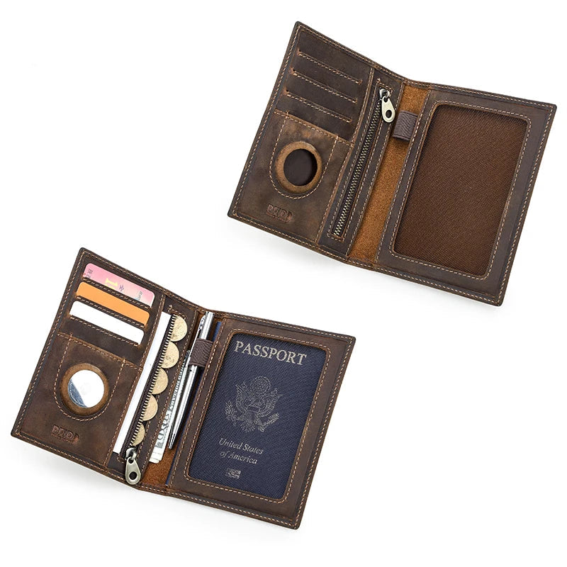 All-in-One Travel Wallet – Leather Passport, Coin & Card Holder