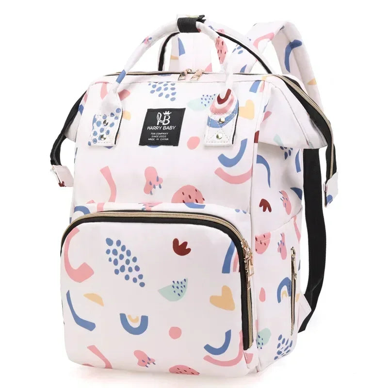 Fashion Print Nappy Backpack – Large Capacity Multi-Function Diaper Bag