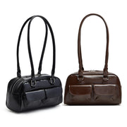 Oil Wax Leather Bowling Bag – Multi-Pocket Handbag