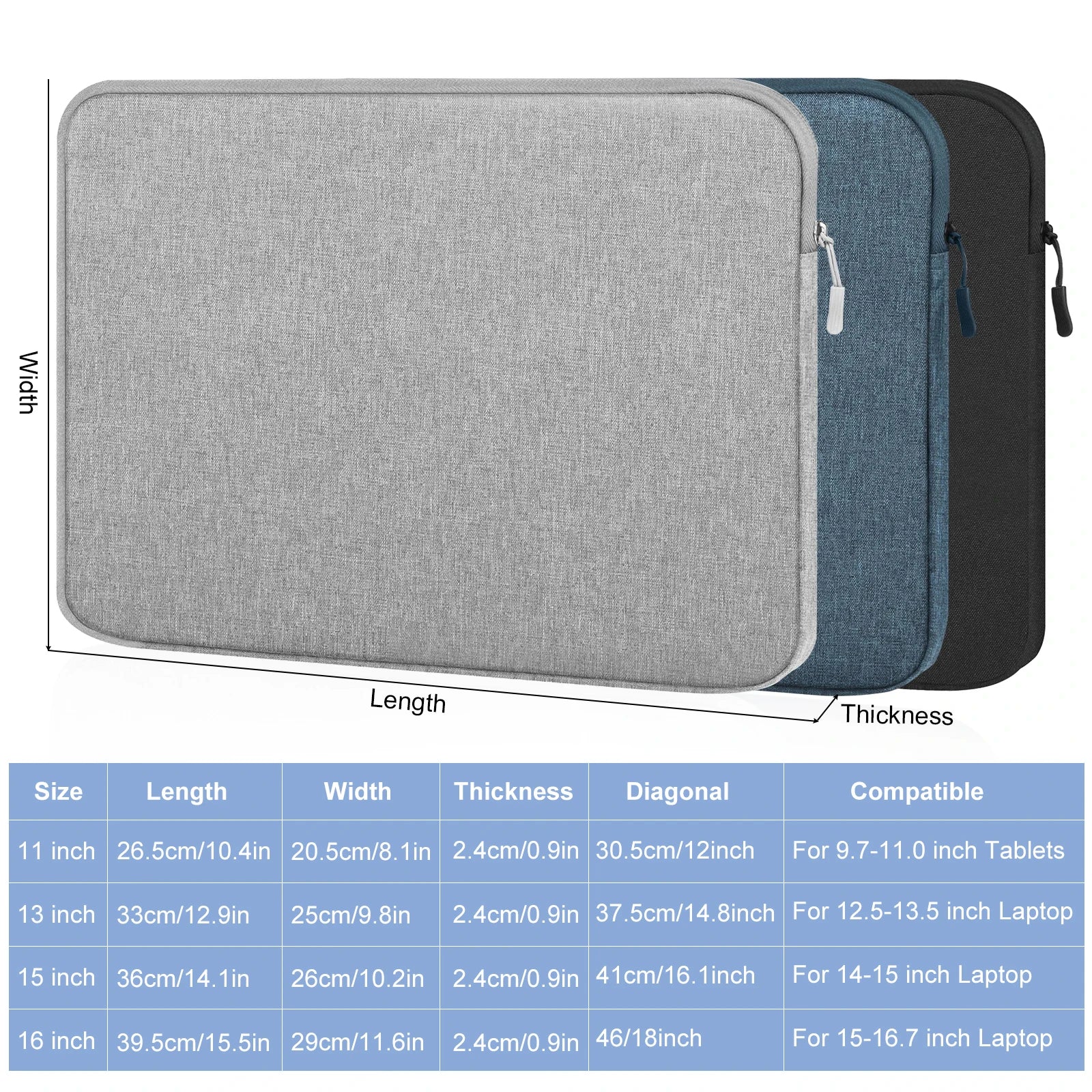 Laptop Sleeve Case 11–16 Inch – Protective Carrying Bag for MacBook Air