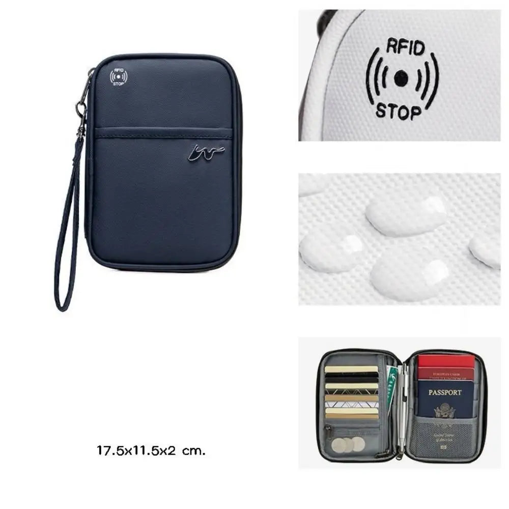 Portable RFID Card Holder – Polyester Travel Passport Case