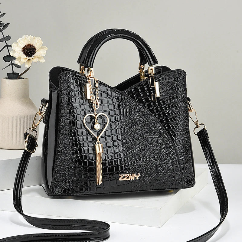 Versatile Casual Shoulder Bag-Crocodile Embossed PU Leather