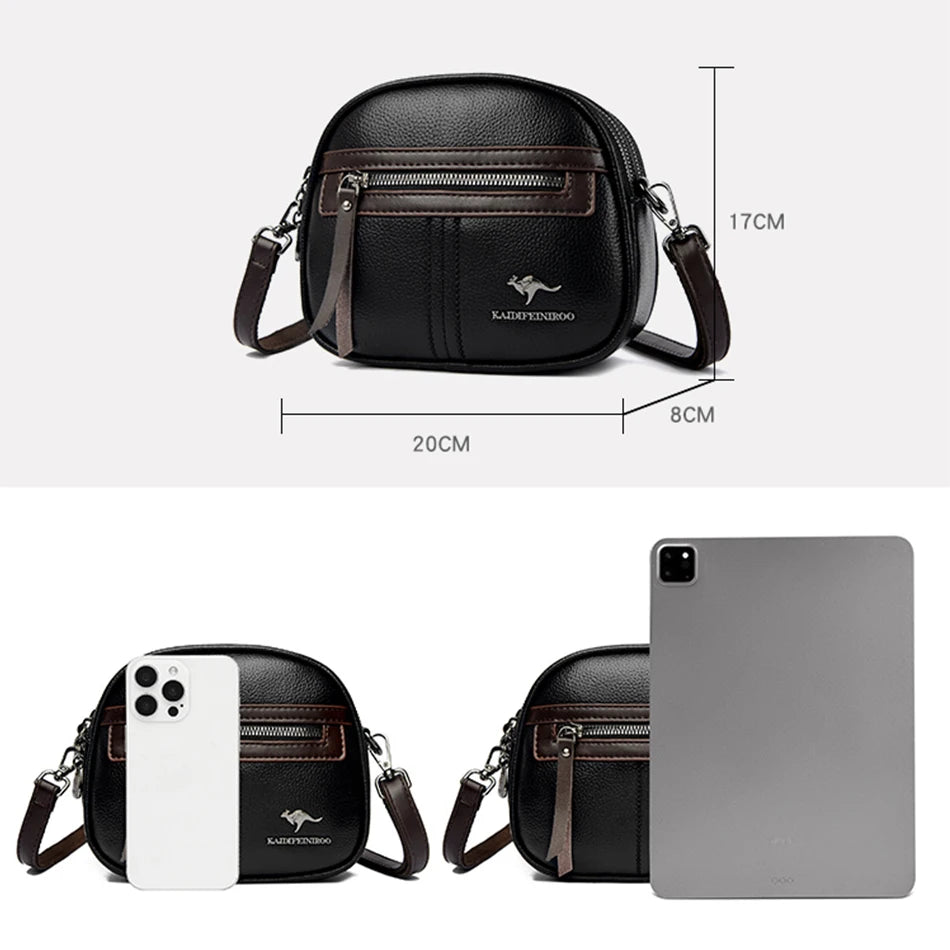 Fashion PU Leather Crossbody Bag – Multi-Compartment Luxury