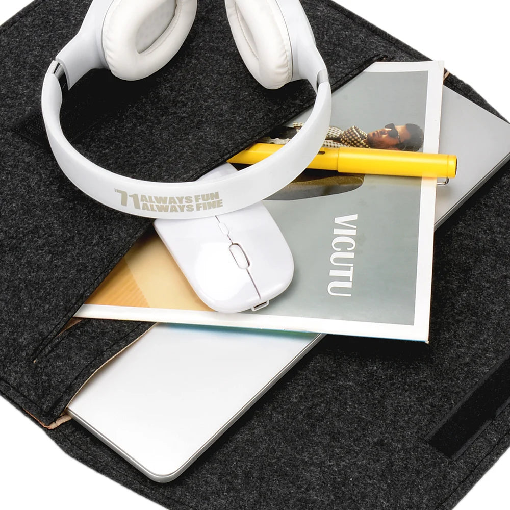 Wool Felt Laptop Sleeve Case for MacBook Air/Pro 11–15.6 Inch – Notebook Cover with Mousepad & Power Pack Gift