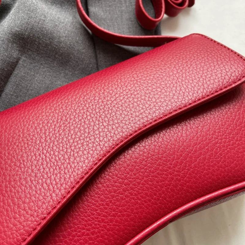 Unique Shape Red Crossbody Bag – Lychee Texture Bag