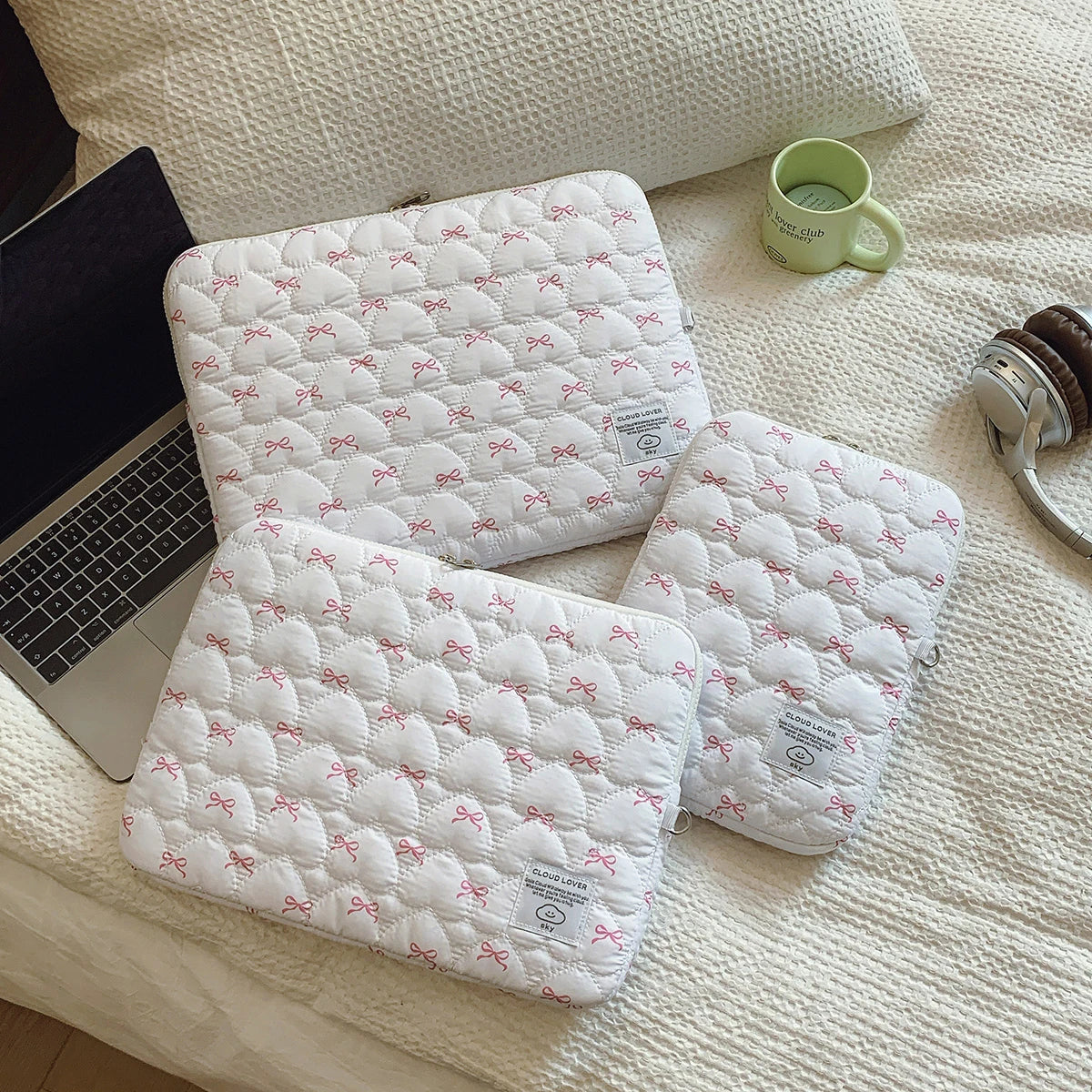 Bow Print Love Embroidery Laptop Bag – Cute Protective Sleeve for 11/14/15 Inch Laptops